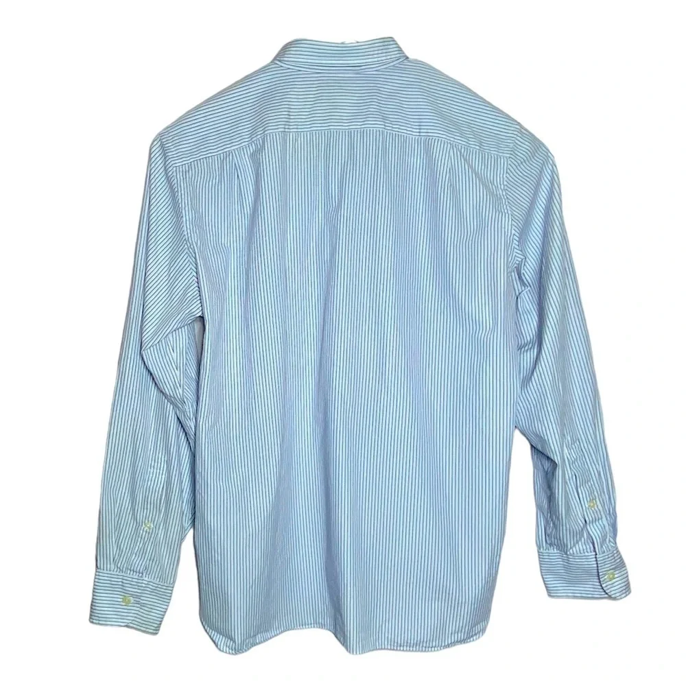 J. Crew Mens Shirt Long Sleeve Button Up Dressy Casual Preppy Pinstripe Blue XL